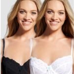 Pack of 2 Black & White Net Bra, Non Padded - Underwired Bra - By Kelitha (Italian Brand)