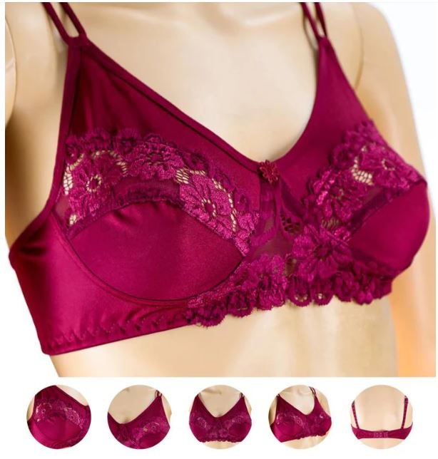 Pack of 2 - Madam Bra - BOE - Non Padded, Non Wired Bra, Soft Jersey Cotton Lace Bra