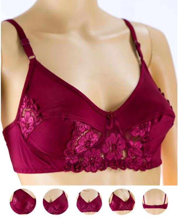 Pack of 3 - Madam Bra - JOY - Non Padded, Non Wired Bra, Soft Jersey Cotton Lace Bra