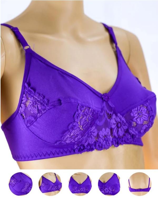Pack of 3 - Madam Bra - JOY - Non Padded, Non Wired Bra, Soft Jersey Cotton Lace Bra