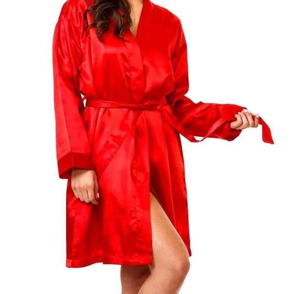 Red Satin Short Night Gown