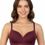 SIDE SMOOTHING BIO WASHED ANTI BACTERIAL COTTON WIRELESS T-SHIRT BRA-MAROON