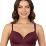 SIDE SMOOTHING BIO WASHED ANTI BACTERIAL COTTON WIRELESS T-SHIRT BRA-MAROON