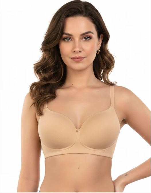 SIDE SMOOTHING BIO WASHED ANTI BACTERIAL COTTON WIRELESS T-SHIRT BRA-NUDE