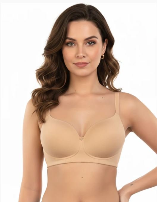 SIDE SMOOTHING BIO WASHED ANTI BACTERIAL COTTON WIRELESS T-SHIRT BRA-NUDE