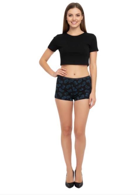 SUPER SOFT BOY SHORTS COTTON BRIEF-GAME BLACK