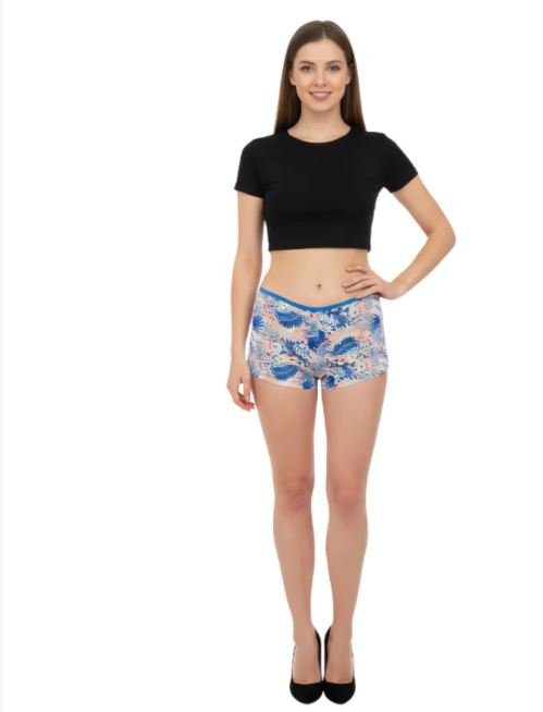SUPER SOFT BOY SHORTS COTTON BRIEF-LEAF PRINT
