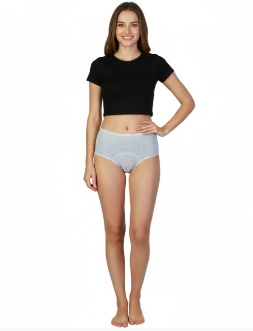 SUPER SOFT COTTON HIGH WAIST PERIOD PANTY-GREY