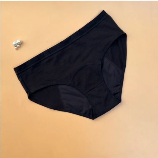 SUPER SOFT COTTON MID WAIST PERIOD PANTY-BLACK