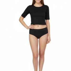 SUPER SOFT COTTON MID WAIST PERIOD PANTY-BLACK
