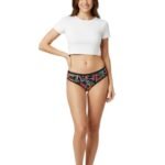 SUPER SOFT COTTON STRETCH PRINTED BIKINI BRIEF - BLACKFLORAL