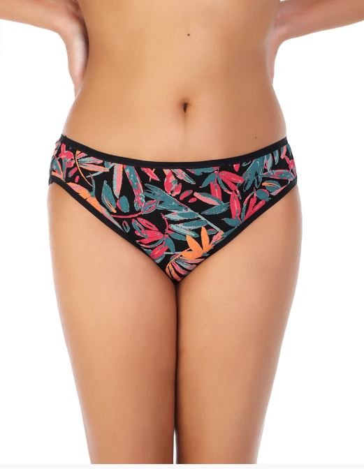 SUPER SOFT COTTON STRETCH PRINTED BIKINI BRIEF - BLACKFLORAL