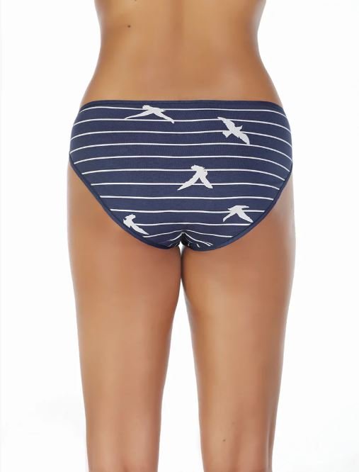 SUPER SOFT COTTON STRETCH PRINTED BIKINI BRIEF -BLUE STRIPS