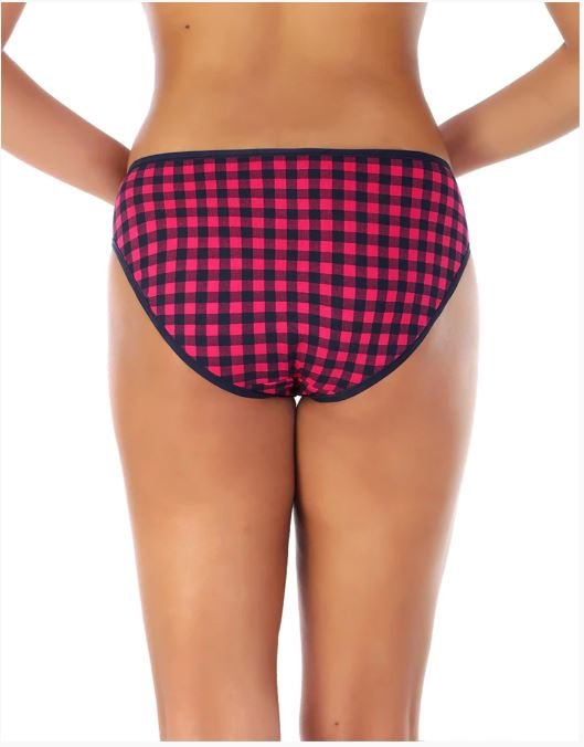 SUPER SOFT COTTON STRETCH PRINTED BIKINI BRIEF -CHECK PRINT