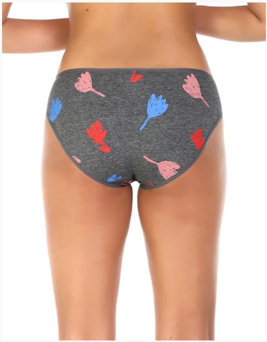 SUPER SOFT COTTON STRETCH PRINTED BIKINI BRIEF -GREY