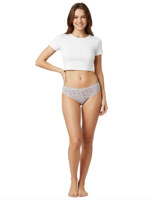 SUPER SOFT COTTON STRETCH PRINTED BIKINI BRIEF - GREY