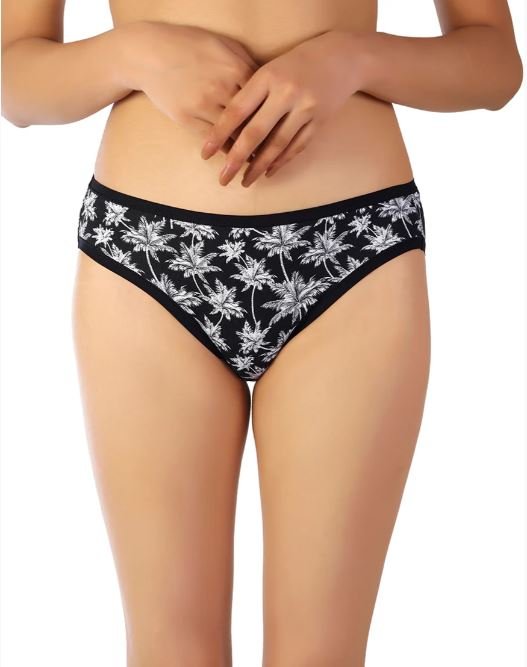 SUPER SOFT COTTON STRETCH PRINTED BIKINI BRIEF -PLAM TREE