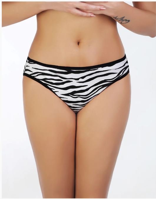 SUPER SOFT COTTON STRETCH PRINTED BIKINI BRIEF -WHITE