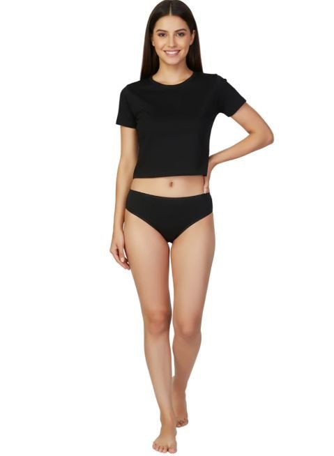 SUPER SOFT COTTON THONG-BLACK