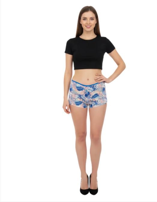 SUPER SOFT PACK OF 2 BOY SHORTS COTTON BRIEFS-GAME BLACK+LEAF PRINT