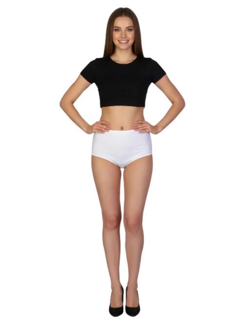 SUPPER SOFT HIGH WAISTED COTTON PANTY-WHITE