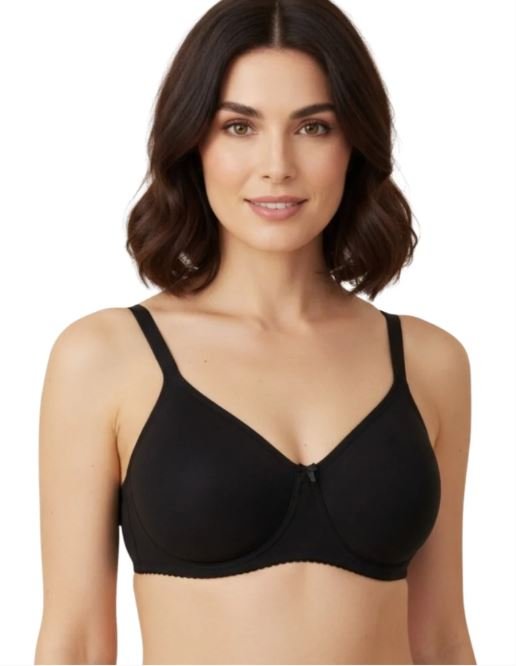 SUPPER SOFT SIDE SUPPORT COTTON BRA WITH HIDDEN NIPPE COVER -BLACK