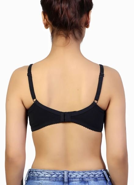SUPPER SOFT SIDE SUPPORT COTTON BRA WITH HIDDEN NIPPE COVER -BLACK