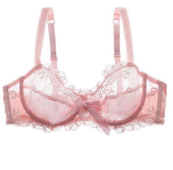 Sexy Bridal Bra - Underwired Pink Net Lace Non Padded Bra