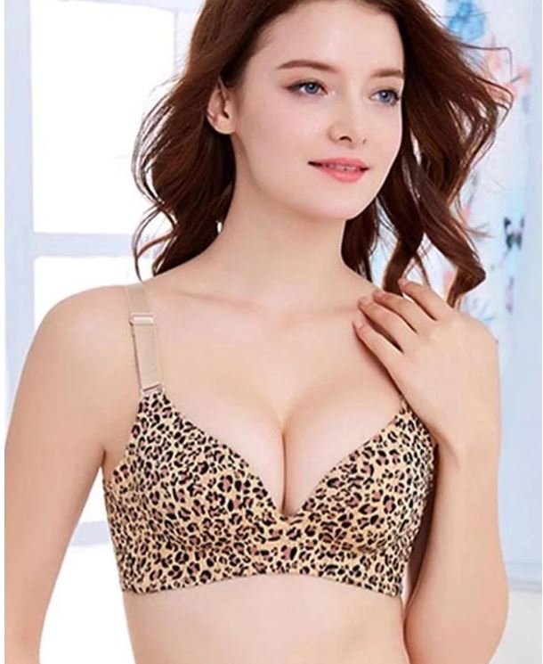 Stylish Bridal Cheetah Bra Panty Sets - Single Padded Non Wired - Brown & White