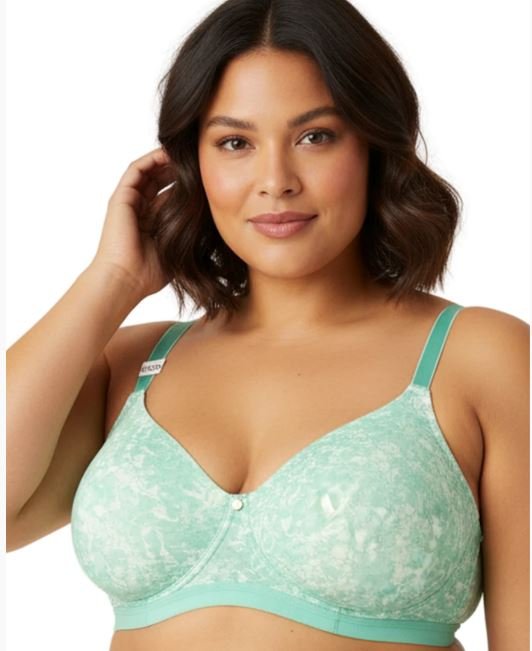 True Curv Double Layered Non Wired Full Coverage Super Support Bra - Green Print