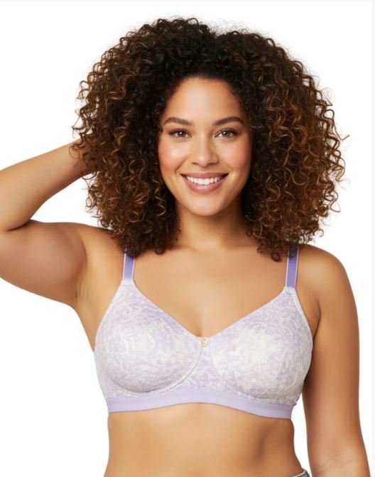 True Curv Double Layered Non Wired Full Coverage Super Support Bra -Purple Print