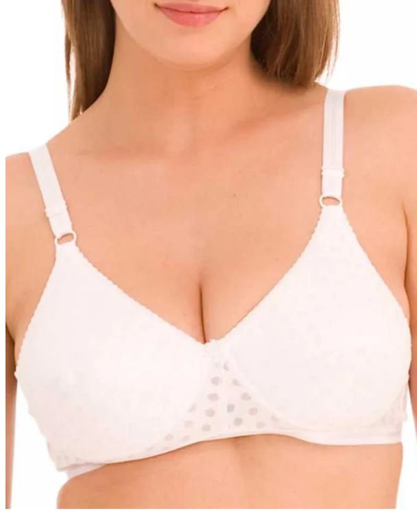 White Dotted Padded Bra - 1576 - Bodycare - White