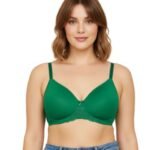 Wireless Go To T-Shirt Bra With a Touch Of Lace-ABUNDANT GREEN