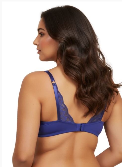 Wireless Go To T-Shirt Bra With a Touch Of Lace-BLUE DEPTHS
