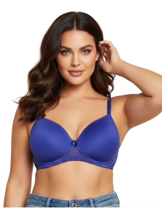 Wireless Go To T-Shirt Bra With a Touch Of Lace-BLUE DEPTHS