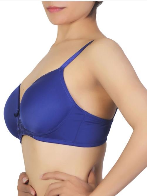 Wireless Go To T-Shirt Bra With a Touch Of Lace-BLUE DEPTHS