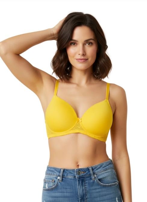 Wireless Go To T-Shirt Bra With a Touch Of Lace-CITRUS