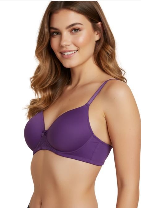Wireless Go To T-Shirt Bra With a Touch Of Lace-PARACHUTE PURPLE
