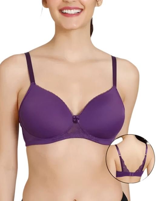 Wireless Go To T-Shirt Bra With a Touch Of Lace-PARACHUTE PURPLE