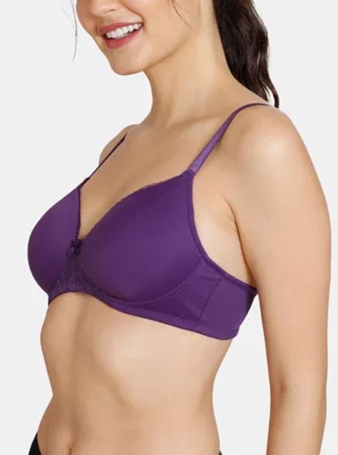 Wireless Go To T-Shirt Bra With a Touch Of Lace-PARACHUTE PURPLE