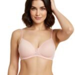 Wireless Go To T-Shirt Bra With a Touch Of Lace-PEACH PEARL