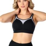 cotton double layered medium to high impact sports bra-Black